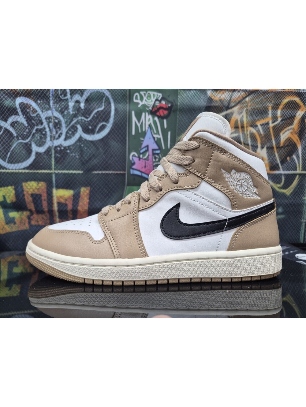Nike Air Jordan 1 Mid "Desert" Sail/Tan/Black - Women's 8W men 6.5M worn once🔥